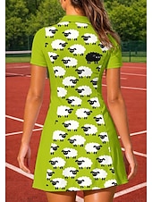 voordelige Dames jurk-Dames Tekenfilm Sportkleding Tennispolojurk Korte mouw Kwart ritssluiting UPF50+ Elastisch Zweetafvoerend Ademend Volleybal Tennis Golf Strijkijzer Opstaand Jurken Groen Tenniskleding