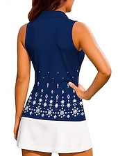 abordables Camisa de Mujer-Mujer Geométrico Tops Camisa deportiva Camisas de polo Camiseta de tenis Sin Mangas Cremallera Floral UPF50+ Resistente a los rayos UV Alta elasticidad Dispersor de humedad Transpirable Tenis Golf