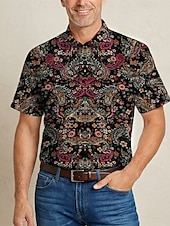  Ρετρό / Βίντατζ Χίπισσα Δεκαετία '70 Πουκάμισο Κοντά μανίκια Χίπισσα Λαχούρι Etnic Φανταχτερή Φόρεμα Ανδρικά μουσικό φεστιβάλ Πάρτι Καθημερινά Ρούχα Ενηλίκων Πουκάμισο Ανοιξη καλοκαίρι