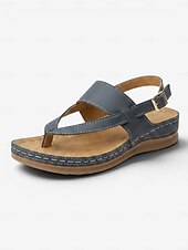 economico Sandali Comodi-sandali bassi da donna con cinturino incrociato blu comodi – stile casual estivo per passeggiate quotidiane, viaggi, giardino, spiaggia e abbigliamento all'aperto