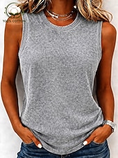  Damen 100% Baumwolle Henley Hemd Gewaschen Säurewäsche Vintage-Waschung Vintage Mode Stilvoll Ärmellos Kurzarm Raglanärmel Rundhalsausschnitt Henley Normale Oberteile Lässig Strand Blau Rosa Purpur