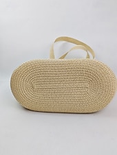 cheap Vacation &amp; Travel Bags-Women's Bohemian Striped Straw Tote Bag and Sun Hat Set, Boho Ethnic Woven Beach Vacation Handbag Set in Multiple Colors for Resort Travel, Casual Summer Outfits and Everyday Wear