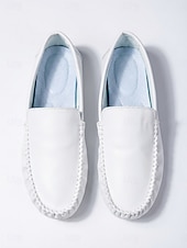 baratos Homens-Mocassins masculinos brancos, leves e confortáveis, para caminhadas, calçado casual elegante e macio, ideal para noites em resorts, jantares de férias, cruzeiros, momentos de lazer na praia e férias descontraídas.