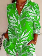 preiswerte Blumenblusen-Damen Hemd Bluse Patchwork Knöpfe Druck Blumen Grafik Vintage Stilvoll Lässig Langarm Hemdkragen Lange Oberteile Lässig Täglich Blau Rote Purpur Grün Sommer Frühling Herbst Winter