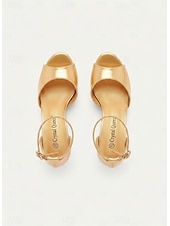 abordables Sandalias de tacón-Zapatos de tacón de aguja con punta abierta y correa en el tobillo para mujer, diseño elegante para bodas, fiestas y eventos formales