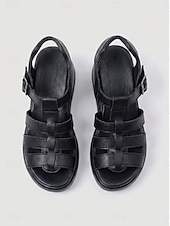 preiswerte Gladiator-Sandalen-Schwarze Gladiator-Plateausandalen für Damen – verstellbarer Riemen im römischen Stil, leichte Keilsohle, bequemer Sommerschuh zum Spazierengehen und Reisen &amp;Alltagskleidung