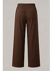 abordables Pantalones de pierna recta-Mujer Pantalones Rectos Vacaciones Básico Longitud total Media cintura Comodidad Rígido Diario Negro Caqui Beige Café Verano Primavera Otoño