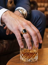 preiswerte Herrenschmuck-Herrenring im Boho-Stil aus Edelstahl mit Naturstein, Statement-Siegelring in verschiedenen Größen für den Alltag, Strandurlaub und Resort-Look