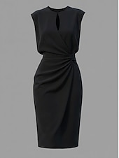 preiswerte Einfaches Kleid-Damen Minikleid Etui-Kleid Modern Outdoor Ausgehen Wochenende Normale Passform Einfach Ärmellos Rundhalsausschnitt Schwarz Weiß Rote Grün Sommer