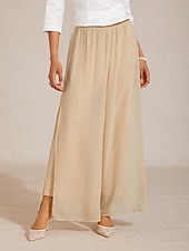 halpa Suorat Housut-Naisten Leveä reisi Tyylikäs Täyspitkä Keskivyötärö Yhtenäinen väri Tavallinen Monitaso Elastinen Päivittäin Työ Muodollinen Minkki Kesä Kevät Syksy Loose Fit