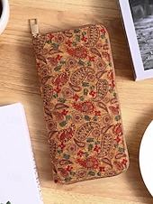 billige Lommebøker-Dame-lommebok i bohemsk kunstskinn med lang lommebok, stor kapasitet og flere kortspor med glidelås rundt clutch i flere mønstre for shopping, daglig bruk og reiser