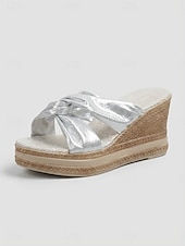 cheap Espadrille Sandals-Women's Metallic Gold Wedge Sandals - Elegant Twisted Knot Espadrille Platforms for Island Vacations, Beach Weddings &amp; Glamorous Summer Getaways