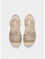 economico Sandali Piani-sandali da donna con cuscino d'aria impreziositi da strass - scarpe comode aperte con velcro regolabili per abbigliamento casual e outdoor