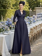 economico Lunghezza del pavimento-Linea ad A Sirena Tromba Tubino Colonna Lunghezza al pavimento Abito da invitata a nozze Abito Formale Abito da sera Abito da cerimonia per signora Manica 3/4 Mezza Manica Scollo a V Collo gioiello