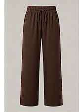 abordables Pantalones de pierna recta-Mujer Pantalones Rectos Vacaciones Básico Longitud total Media cintura Comodidad Rígido Diario Negro Caqui Beige Café Verano Primavera Otoño