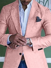 voordelige Heren Klassieke Blazers-Voor heren Afstuderen Linnen blazer Blazer liiketoiminta Cocktailparty Bruiloft Modieus Casual Lente Herfst Linnen / katoenmix Effen Zak Knop Comfortabel Enkele knoopsluiting één knoop Blazer