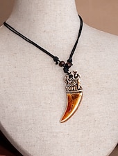 voordelige Heren sieraden-Halsketting voor heren in bohemian vintage stijl, gemaakt van acryl, met verschillende hangeropties, waaronder een schildpad en ivoor, en een verstelbaar koord. Ideaal voor een strandvakantie,