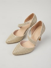 abordables Madre de la Novia/Novio-Zapatos de tacón Mary Jane negros con purpurina para mujer: elegantes zapatos de vestir de punta para la madre de la novia, boda en la ciudad. &amp;eventos formales