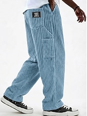  Férfi Nadrág Kordbársony Nadrág Téli nadrág Alkalmi nadrág Bő nadrág Zsinór Többzsebes Tömör szín Mokaszinok Teljes hossz Hétköznapi Napi Szabadtéri Divat Utcai sikk Medence Fehér Mikroelasztikus