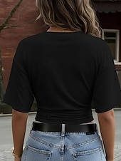  Femmes T-shirt Chemise Henley Froncé Boutons Uni Mode Manche Courte Henley Hauts courts Occasionnel Plage Noir Blanche Rose Claire Vin Gris Été