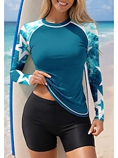 Χαμηλού Κόστους Surfing Tankinis και Bikinis-Γυναικεία Μαγιό γιλέκο Προστατευτικά Μαγιό Tankini Γεωμετρικό 2 τεμάχια Αφαιρούμενη επένδυση Μπογιάγκ Προστασία από τον ήλιο UV UPF50+ Προστασία UV Μακρυμάνικο Μαγιό Προστατευτικά