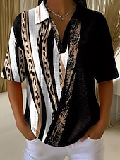  Per donna Top estivi Grafico Geometrico Elegante Vintage Classico Manica Corta Colletto a Camicia Top Regolari Casuale Quotidiano Blu Cenere Nero Bianco Blu turchese Estate Primavera