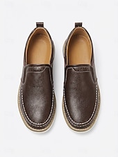 billiga Men-Men's Brown Slip-On Casual Loafers Lightweight Comfort Walking Shoes Soft Smart Casual Footwear for Outdoor Resort, Vacation Travel, Daily Leisure and Relaxed Summer Style