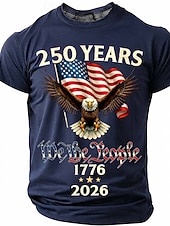 cheap Patriotic 250 T-shirts-250 Years 1776 2026 We The People Men's Patriotic Bald Eagle American Flag Vintage USA Pride T Shirt Graphic Crew Neck Short Sleeve Independence Day Celebration Gift Designer Clothing Apparel