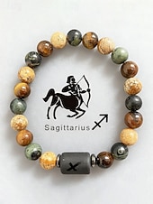 cheap Men's Jewelry-Men's Bohemian Style Natural Stone Bracelet with Zodiac Sign Pendant, Adjustable Elastic Beads, Ideal Gift, Beach Vacation and Casual Daily Wear