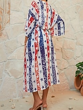 abordables caftanes-Mujer Bañadores Tapadera Traje de baño Vacaciones Ropa de playa Bandera Escote en Pico Manga Larga Trajes de baño