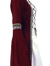 abordables Vestido-Medieval Renacimiento Vestidos Disfraz de lujo Bruja Vikingo Disfraz Mujer Celta Fantasía Víspera de Todos los Santos Carnaval Rendimiento LARP Feria Ren Adulto Vestido