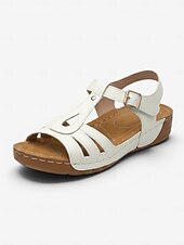 abordables Sandales Confort-sandales plates marron à boucle en T pour femmes - sandales confortables en similicuir pour un usage quotidien et des activités de plein air