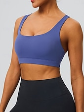 abordables Sujetadores deportivos &amp; chalecos-Mujer Camisetas sin mangas para hacer ejercicio Sujetadores de Deporte Cuchara Ropa Interior / Prenda Interior Absorción de impacto Tamaño Ajustable Ligero Inalámbrico Acolchado Color sólido Deporte