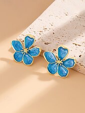 Недорогие Женская серьга-Женские серьги в богемном стиле, материал — сплав, 3D-цветочный дизайн, различные цвета, легкие и элегантные, идеально подходят для пляжного отдыха и повседневной носки.