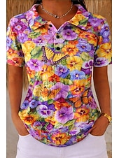 economico Bluse Floreali-Per donna Camicia a nido d'ape Camicia casual Top estivi Floreale Grafico Geometrico Vintage Elegante Senza Maniche Top Regolari Casuale Quotidiano All'aperto Bianco e blu Arcobaleno Estate Primavera