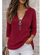 economico Bluse Semplici-Per donna Camicia Camicia a nido d'ape Camicia popover Camicia casual Patchwork Tinta unica Semplice Vacanza Vintage Moda Manica Lunga Scollo a V Top Regolari Abbigliamento casual alla moda Spiaggia