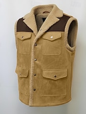 Χαμηλού Κόστους Ανδρικό Γιλέκο Ψαρέματος-Ανδρικά Γιλέκο από ψεύτικο σουέτ Γιλέκο Fleece ΕΞΩΤΕΡΙΚΟΥ ΧΩΡΟΥ Causal Καθημερινά Μοντέρνα Ρετρό Φθινόπωρο Χειμώνας Τσέπη Πολυεστέρας Διατηρείτε Ζεστό Άνετο Συνδυασμός Χρωμάτων Φερμουάρ Πέτο Κανονικό