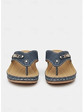 billiga Slide Sandaler-kvinnors komfortkil-thongsandaler, vadderade platåsandaler för sommarstrandpromenader