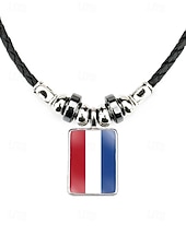 preiswerte Zubehör-Herren-Legierung &amp;Acryl-Halskette mit Anhängern in Nationalflaggen-Optik, verschiedene Ländermotive, lässiger Boho-Stil, perfekt für Fußballfans, Spieltage und Outdoor-Aktivitäten. &amp;Alltagskleidung