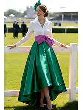tanie Suknie wieczorowe w kształcie A-Krój A Asymetryczna Sukienka Derby Suknia wieczorowa Suknia balowa  Suknia formalna Elegancja Długi rękaw W serek Kentucky Derby Pasek / szarfa z Kokardki