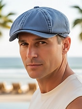 cheap Men's Hats-Men's Washed Cotton Newsboy Cap, Multi-Color Adjustable Ivy Flat Beret Hat for Travel, Vacation, Outdoor Activities and Everyday Casual Wear