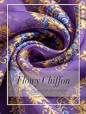 Недорогие Блузки и рубашки-Топ из барочного шифона темно-синего цвета с рукавами 3/4