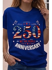 abordables Top jour de l’indépendance-T-shirt graphique pour femme patriote du Jour de l'Indépendance imprimé du drapeau vintage élégant classique col rond manches courtes quotidien weekend blanc été printemps automne