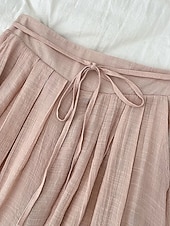 ieftine Pantalonii-Pentru femei Pantaloni cu aspect de in Picior Larg chinez Vacanță De Bază Lungime totală Talie Înaltă Simplu Cordon Respirabil Inelastic Vacanță Stradă Casual Gri Negru Roz Îmbujorat Kaki Var