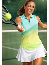 economico Camicia Donna-Per donna Blocco di colori Sfumatura Maglietta sportiva Polo da golf Maglia da tennis Maglietta da tennis Senza Maniche Cerniera Floreale UPF50+ Resistente ai Raggi UV Alta elasticità Traspirante