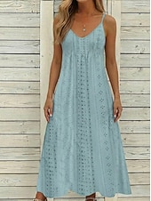  Női Midi ruha Fehér ruha hétköznapi ruha nyári ruha Eyelet ruha Divat Modern Napi Tengerpart Szabadság Normál Virágos Ujjatlan V-alakú Fekete Fehér Arcpír rózsaszín Bíbor Nyár Tavasz