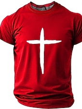 Hombre Cruz Camiseta Manga Corta Camiseta Impresión 3D Cuello Barco Camisa Moda Design Sencillo Casual Diario Fiesta Rojo Verano Primavera Ropa S M L XL XXL XXXL