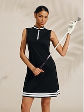 お買い得  デザイナーコレクション-女性用 ゴルフドレス ブラック / ホワイト ノースリーブ ドレス レディース ゴルフウェア ウェア アウトフィット ウェア アパレル
