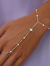 tanie Bransoletka damska-damska bransoletka na rękę w stylu boho ze stopu metali, elegancka bransoletka na palec w kolorze złotym i srebrnym na wakacje na plaży, do letniego kurortu i na co dzień