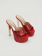 voordelige Platform Sandalen-Damessandalen met blauwe glitterplateauhak en open neus, perfect voor een feestje of avondje uit in de club. &amp;glamoureuze avondlooks